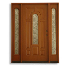 Iron Series FM 200I-Single Door with 2 Side Lite-Dark Walnut